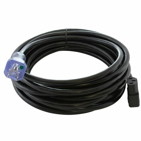 AC WORKS 20FT 14/3 15A Medical Grade Power Cord with Right Angle IEC C13 MD15ARC13-240BK